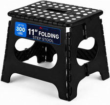 11 Inch Folding Step Stool for Kids, Non-Slip Foldable Stools, Black