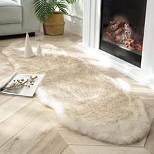 Ultra Soft Faux Fox Fur Rug White Brown Fluffy Area Rug, Carpets Fluffy Rug