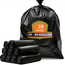 65 Gallon Trash Bags | Heavy Duty Garbage | 25 pcs