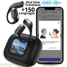AI Language Translation Earbuds, in-Ear LCD Touchscreen Real-Time Translator 150