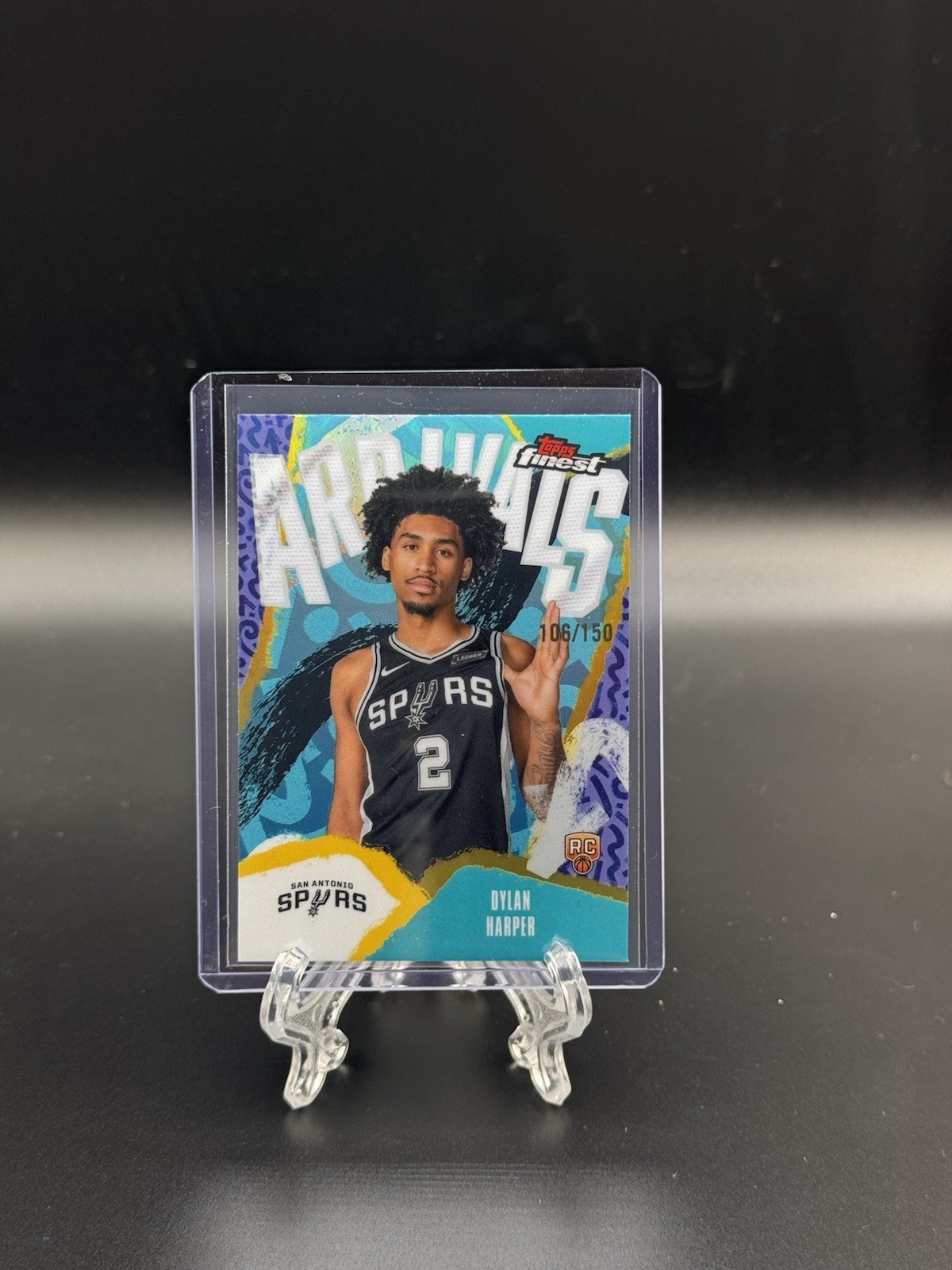 2025-26 Topps Finest - Arrivals Dylan Harper #A-2 Sky Blue Refractor /150 (RC)