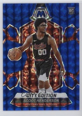 2023 Panini Mosaic City Edition Blue Prizm 128/199 Scoot Henderson Rookie RC v9t