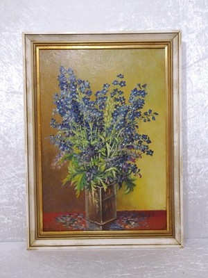 Yf4usE - Ölgemälde Bild monogrammiert - Vintage - Sommerblumen Strauß Stilleben