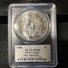 1988 $1 American Silver Eagle PCGS MS69 Edmund C. Moy Signature