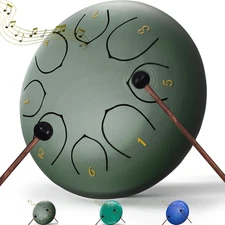 Rain Drum for outside Garden, 6 Inches 8 Notes Steel Chakra Drums, Waterproof Me