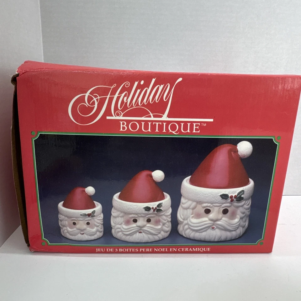 Juego de latas de cerámica de Papá Noel de colección tarro de dulces para galletas decoración de cocina de vacaciones Foto 2 de 2