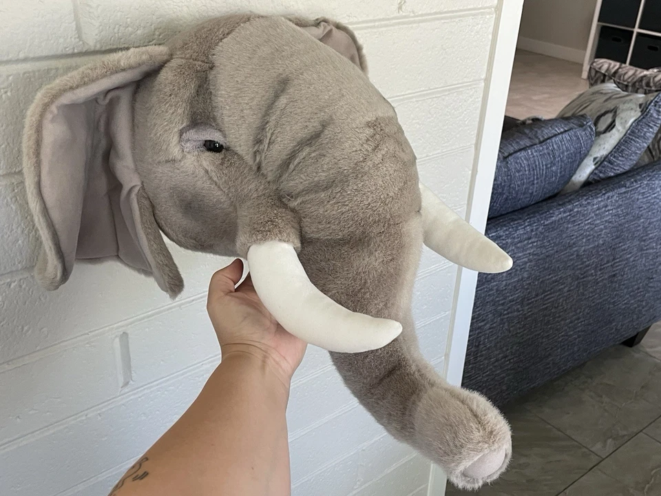 Plush Elephant Head Wild And Soft Designed In Belgium Nursery Decor Safari Zoo - Image 4 of 4