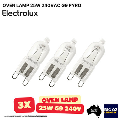 3-pack 25W 240V G9 Pyro Halogen Bulb (300°C) for Electrolux EVEP614SC Oven-OEM