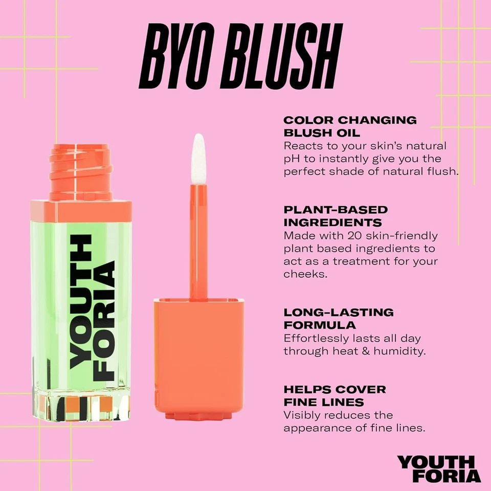 Youthforia BYO Blush, Color Changing Blush Oil, Reacts To Skin’s Natural pH 40PK - Image 2 of 2
