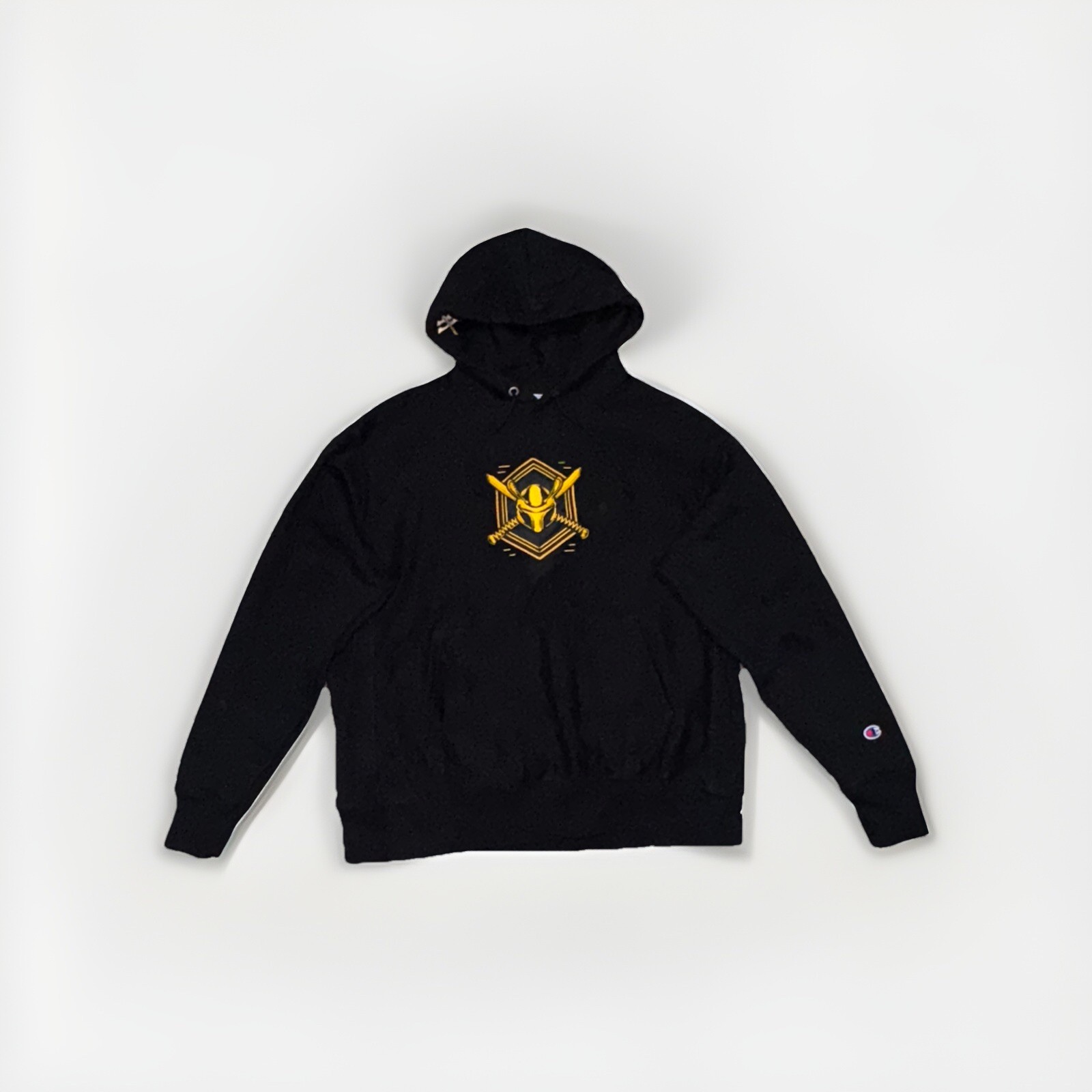 Champion Hoodie Mens Large Black Bee Reverse Weave Sweatshirt Rare image 4