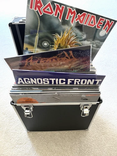 PUNK ROCK METAL VINYL LP COLLECTION + FLIGHT CASE NEW SEALED IRON MAIDEN JOB LOT