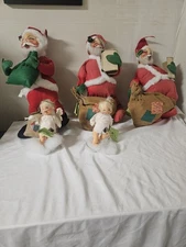 Vintage 1970's  1980’s  Lot Of 5 Annalee Dolls With Tags Cherubs, Santas *READ*