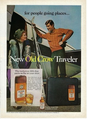 1968 Old Crow Traveler Whiskey for People Going Places Vintage Print Ad/Poster