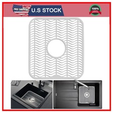 DecorRack White Kitchen Sink Protector Mat 12 x 11 Plastic Dish Rack Grid