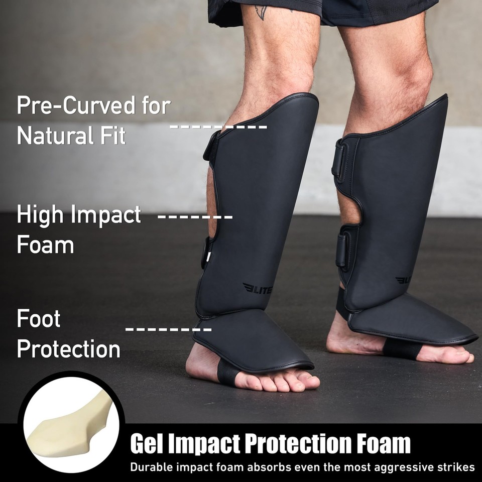 Protège-tibias Performance Fight Gear Midnight Classic – Boxe, MMA, Muay Thai, Taille CH/L