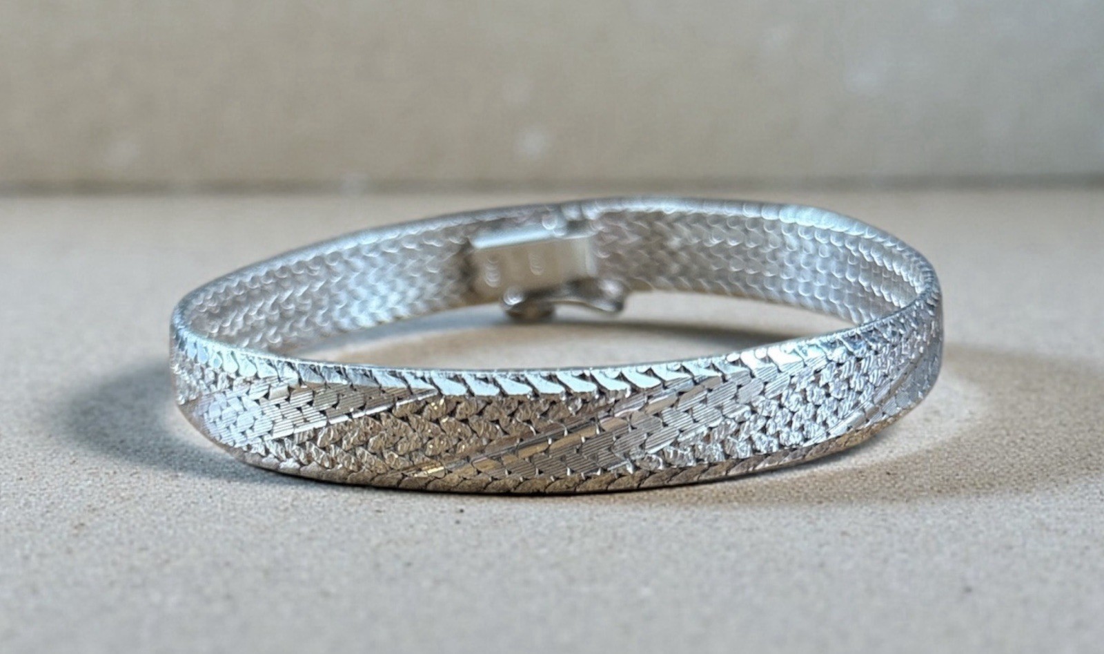 STERLING SILVER SOLID HERRINGBONE 7 Inch Bracelet… - image 7