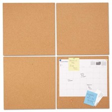 Universal Office Products 43404 Cork Tile Panels, Brown, 12 X 12, 4/pack