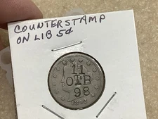 1892 Liberty Nickel *Retired Dealer, Old Stock* Neat, Counter Stamped