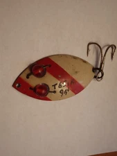 VINTAGE RED EYE WIGGLER LURE RED & WHITE HOFSCHNEIHER CORP ROCHESTER NY - NOS??
