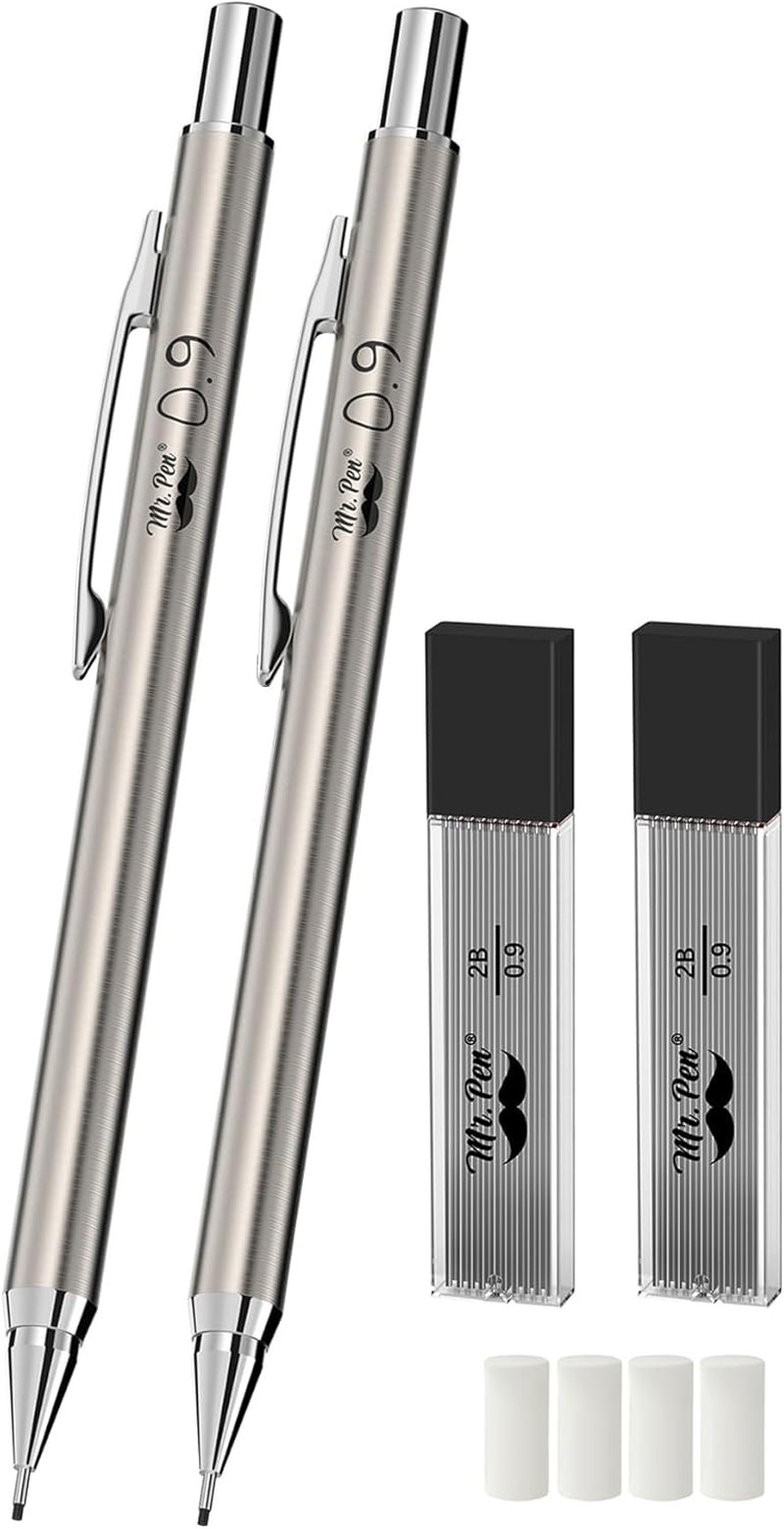 S, 0.9mm, 2 Pack, Lead Pencil, Mechanical Pencil Metal