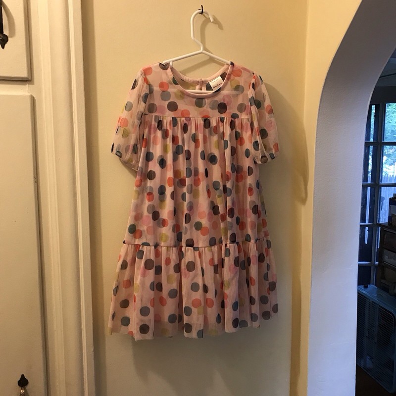 Hanna Andersson Girl’s Party Dress 5 (110) Pink Polka Dotted With Cotton Slip