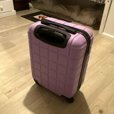 Purple & Black Hard Plastic Shell 2-Wheel Cabin Suitcase 40L Telescopic Handle