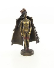 Bronze Sculpture of a Female With Fur Coat Vienne Style after Franz Bergman
