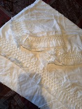 3pc Full white tassels Chenille Duvet comforter bed cover with Pillow Cases New