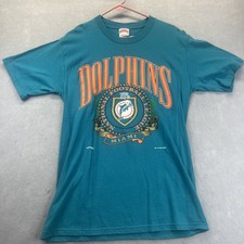 Miami Dolphins Nutmeg Mills Made In USA Logo NFL T Shirt L Vintage 90s