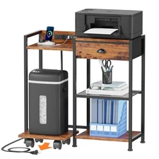 Printer Stand with Storage Drawer,Printer Table with Charging Station and USB...