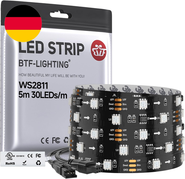 BTF-LIGHTING WS2811 Rgb Adressierbare Traum Farbe Led-Streifen 5M 30Leds/M 10Pix-image