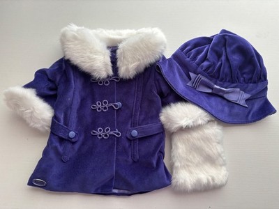 AMERICAN GIRL REBECCA'S BLUE VELVET WINTER JACKET SET COAT HAT MUFF