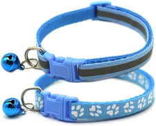 Small Dog Collar with Bell, 2-Pack Basic  Reflective Kitten Collar with Bells f