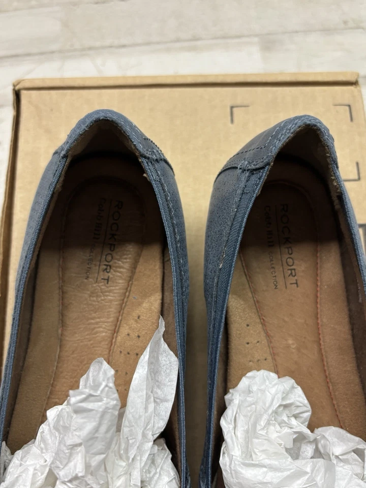 Zapatos sin cordones Rockport para mujer de cuero azul talla 10M cómodos informales planos Foto 3 de 4