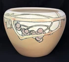 WELLER POTTERY ETCHED MATT JARDINIERE WITH GRAPE VINES....MINT! CLEAN & CRISP!