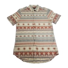 7 Diamonds Vintage Shirt Men's Medium Aztec Southwestern Short Sleeve Button Up