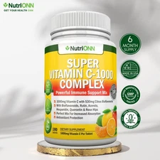 Super Vitamin C Complex 1000 mg - 530 mg Citrus Bioflavonoids - Immune Support