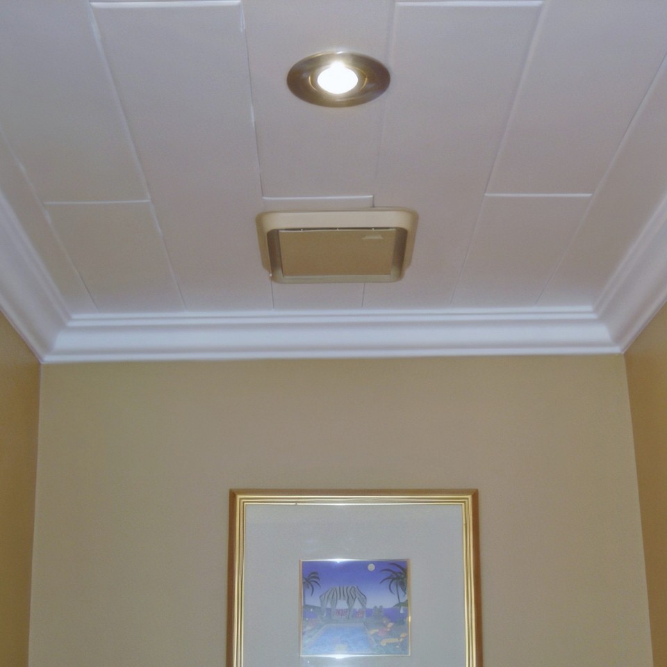 A La Maison Ceilings Classic Gray 0.5 ft. x 3 ft. Glue up Foam Wood Ceiling Tiles Planks (19.5 sq. ft./case) WP92cg-12