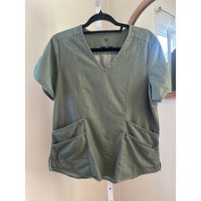 Adar Scrub Top Green V-Neck, Size L
