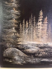 Original nocturnal landscape painting 1986