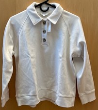 BANANA REPUBLIC Double Twill Polo Sweatshirt Women's Size XS Snow Day Ivory
