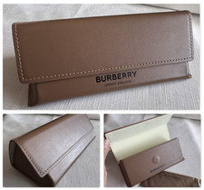 BURBERRY London, England Tan Leather Glasses Hard Shell Case Magnetic Flip Close
