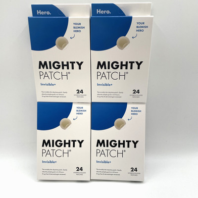 Mighty Patch Invisible+ Hydrocolloid Acne Pimple Patches 24 Count Exp2027 4 Pack