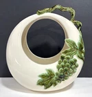 Hull Pottery Tokay Tuscany Moon Basket Planter Vase Grapes Vine Leaves
