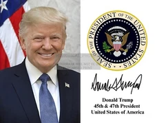 PRESIDENT DONALD TRUMP PRESIDENTIAL SEAL AUTOGRAPHED 8X10 PHOTOGRAPH
