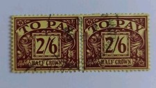1936-37 EDVIII 2/6d POSTAGE DUES PAIR GOOD/FINE USED SG/D26 WMK E8R.