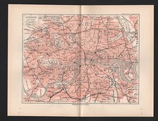 Landkarte city map 1892: Stadtplan LONDON. Großbritannien Hauptstadt