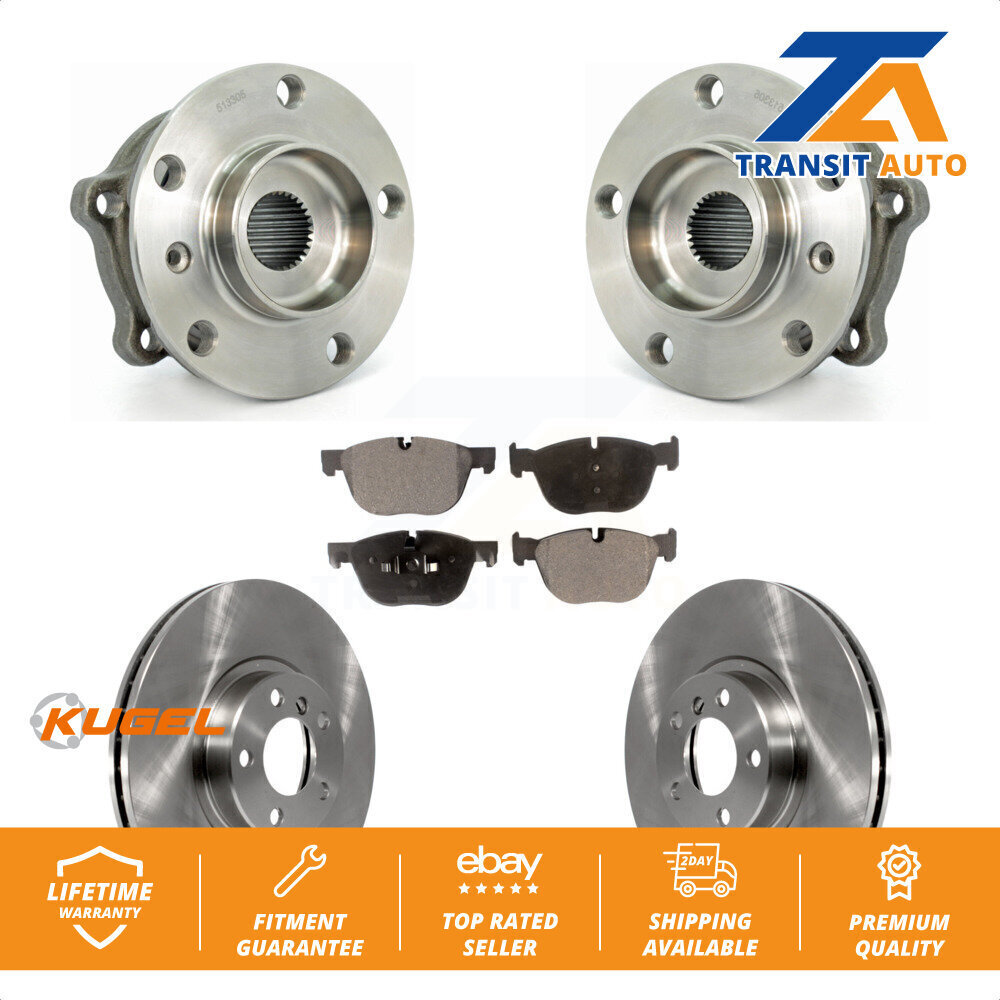 Front Hub Bearing Assembly With Disc Brake Rotors And Pads Kit For BMW