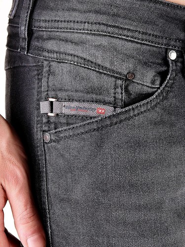 DIESEL BELTHER 0822R JEANS Tapered Stretch Denim Designer BLACK Gray Mens  36 x32 | eBay