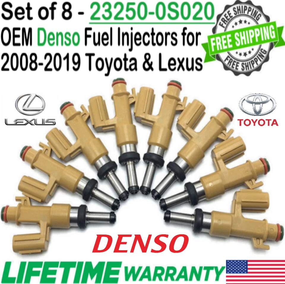 Genuine x8 DENSO HP Upgrade Fuel Injectors for 2010-2012 Toyota Sequoia 4.6L V8 Foto 2 de 4